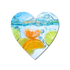 Fruits, Fruit, Lemon, Lime, Mandarin, Water, Orange Heart Magnet by nateshop