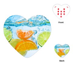 Fruits, Fruit, Lemon, Lime, Mandarin, Water, Orange Playing Cards Single Design (heart) by nateshop