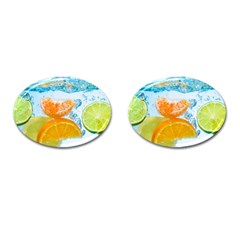 Fruits, Fruit, Lemon, Lime, Mandarin, Water, Orange Cufflinks (oval) by nateshop