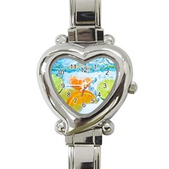 Fruits, Fruit, Lemon, Lime, Mandarin, Water, Orange Heart Italian Charm Watch by nateshop