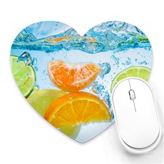 Fruits, Fruit, Lemon, Lime, Mandarin, Water, Orange Heart Mousepad by nateshop