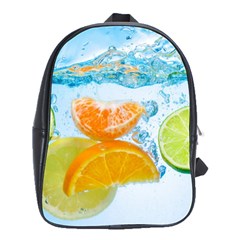 Fruits, Fruit, Lemon, Lime, Mandarin, Water, Orange School Bag (large) by nateshop