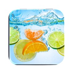 Fruits, Fruit, Lemon, Lime, Mandarin, Water, Orange Square Metal Box (black) by nateshop