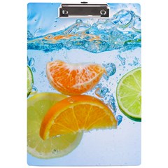 Fruits, Fruit, Lemon, Lime, Mandarin, Water, Orange A4 Acrylic Clipboard by nateshop