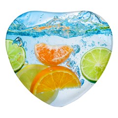 Fruits, Fruit, Lemon, Lime, Mandarin, Water, Orange Heart Glass Fridge Magnet (4 Pack) by nateshop