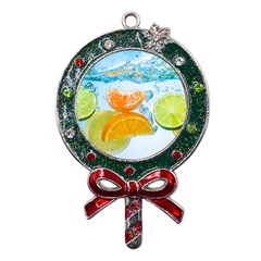 Fruits, Fruit, Lemon, Lime, Mandarin, Water, Orange Metal X mas Lollipop With Crystal Ornament by nateshop