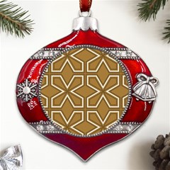 Gold Pattern Texture, Seamless Texture Metal Snowflake And Bell Red Ornament by nateshop