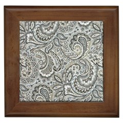 Gray Paisley Texture, Paisley Framed Tile by nateshop