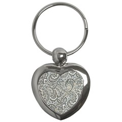 Gray Paisley Texture, Paisley Key Chain (heart) by nateshop