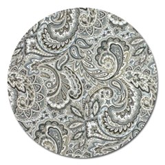 Gray Paisley Texture, Paisley Magnet 5  (round) by nateshop