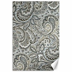 Gray Paisley Texture, Paisley Canvas 24  X 36  by nateshop