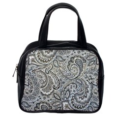 Gray Paisley Texture, Paisley Classic Handbag (one Side) by nateshop