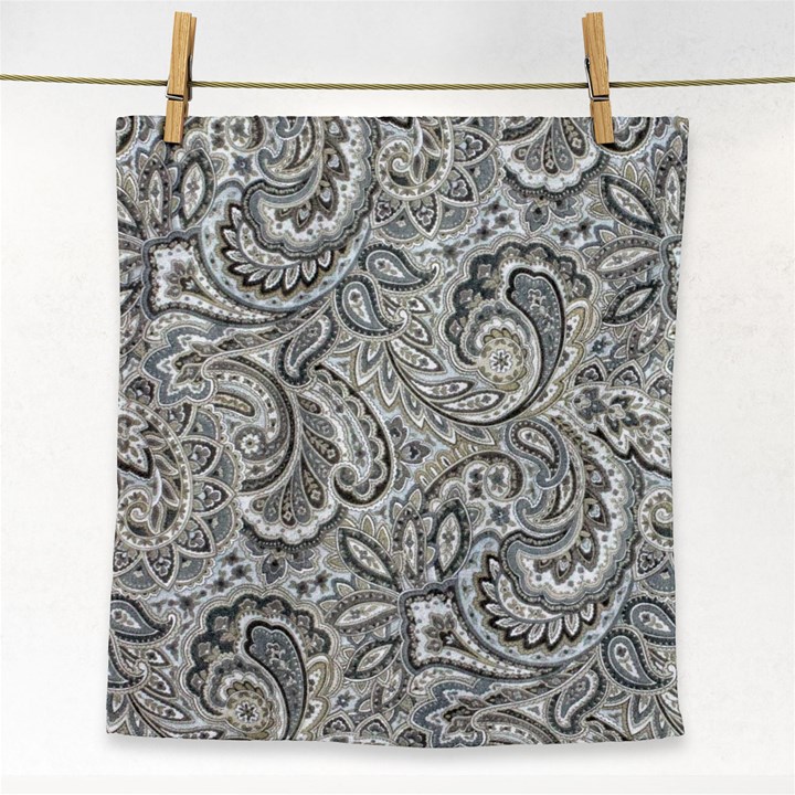 Gray Paisley Texture, Paisley Face Towel