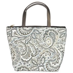 Gray Paisley Texture, Paisley Bucket Bag by nateshop