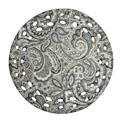 Gray Paisley Texture, Paisley Ornament (round Filigree) by nateshop