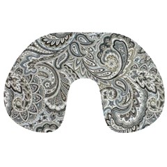 Gray Paisley Texture, Paisley Travel Neck Pillow by nateshop