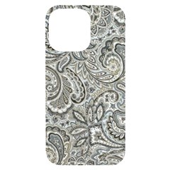 Gray Paisley Texture, Paisley Iphone 14 Pro Max Black Uv Print Case by nateshop