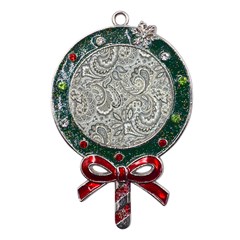 Gray Paisley Texture, Paisley Metal X mas Lollipop With Crystal Ornament