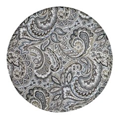 Gray Paisley Texture, Paisley Round Glass Fridge Magnet (4 Pack) by nateshop