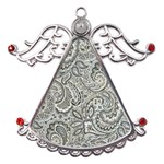 Gray Paisley Texture, Paisley Metal Angel with Crystal Ornament Front