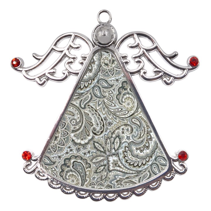 Gray Paisley Texture, Paisley Metal Angel with Crystal Ornament