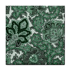 Green Ornament Texture, Green Flowers Retro Background Tile Coaster by nateshop