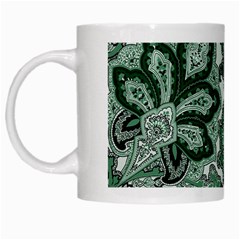 Green Ornament Texture, Green Flowers Retro Background White Mug by nateshop