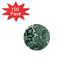 Green Ornament Texture, Green Flowers Retro Background 1  Mini Magnets (100 Pack) 