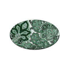 Green Ornament Texture, Green Flowers Retro Background Sticker (oval)