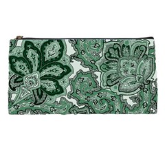 Green Ornament Texture, Green Flowers Retro Background Pencil Case by nateshop