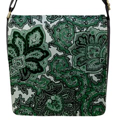 Green Ornament Texture, Green Flowers Retro Background Flap Closure Messenger Bag (s) by nateshop