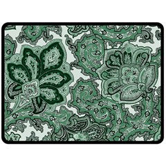 Green Ornament Texture, Green Flowers Retro Background Two Sides Fleece Blanket (large) by nateshop