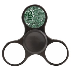 Green Ornament Texture, Green Flowers Retro Background Finger Spinner by nateshop