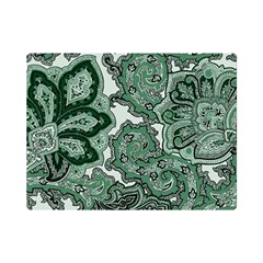 Green Ornament Texture, Green Flowers Retro Background Premium Plush Fleece Blanket (mini) by nateshop