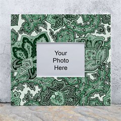 Green Ornament Texture, Green Flowers Retro Background White Wall Photo Frame 5  X 7  by nateshop