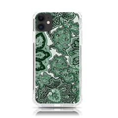 Green Ornament Texture, Green Flowers Retro Background Iphone 11 Tpu Uv Print Case by nateshop