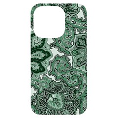 Green Ornament Texture, Green Flowers Retro Background Iphone 14 Pro Black Uv Print Case by nateshop