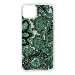 Green Ornament Texture, Green Flowers Retro Background Iphone 14 Plus Tpu Uv Print Case