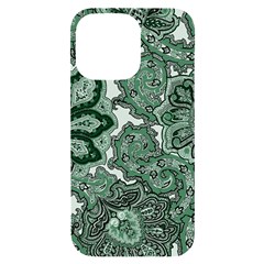 Green Ornament Texture, Green Flowers Retro Background Iphone 14 Pro Max Black Uv Print Case by nateshop