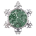 Green Ornament Texture, Green Flowers Retro Background Metal Large Snowflake Ornament Front