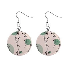 Plants Pattern Design Branches Branch Leaves Botanical Boho Bohemian Texture Drawing Circles Nature Mini Button Earrings