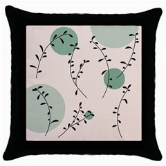 Plants Pattern Design Branches Branch Leaves Botanical Boho Bohemian Texture Drawing Circles Nature Throw Pillow Case (black)