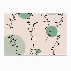 Plants Pattern Design Branches Branch Leaves Botanical Boho Bohemian Texture Drawing Circles Nature Postcard 4 x 6  (pkg Of 10) by Maspions