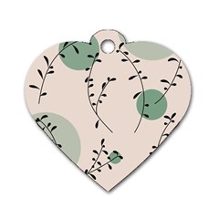 Plants Pattern Design Branches Branch Leaves Botanical Boho Bohemian Texture Drawing Circles Nature Dog Tag Heart (two Sides)