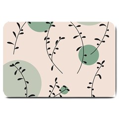 Plants Pattern Design Branches Branch Leaves Botanical Boho Bohemian Texture Drawing Circles Nature Large Doormat by Maspions