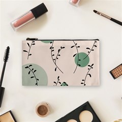 Plants Pattern Design Branches Branch Leaves Botanical Boho Bohemian Texture Drawing Circles Nature Cosmetic Bag (small)