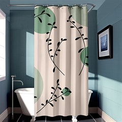 Plants Pattern Design Branches Branch Leaves Botanical Boho Bohemian Texture Drawing Circles Nature Shower Curtain 36  X 72  (stall)  by Maspions