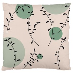 Plants Pattern Design Branches Branch Leaves Botanical Boho Bohemian Texture Drawing Circles Nature Large Cushion Case (one Side)