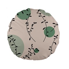 Plants Pattern Design Branches Branch Leaves Botanical Boho Bohemian Texture Drawing Circles Nature Standard 15  Premium Round Cushions