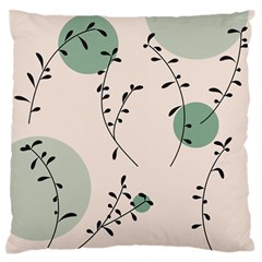 Plants Pattern Design Branches Branch Leaves Botanical Boho Bohemian Texture Drawing Circles Nature Large Premium Plush Fleece Cushion Case (two Sides)